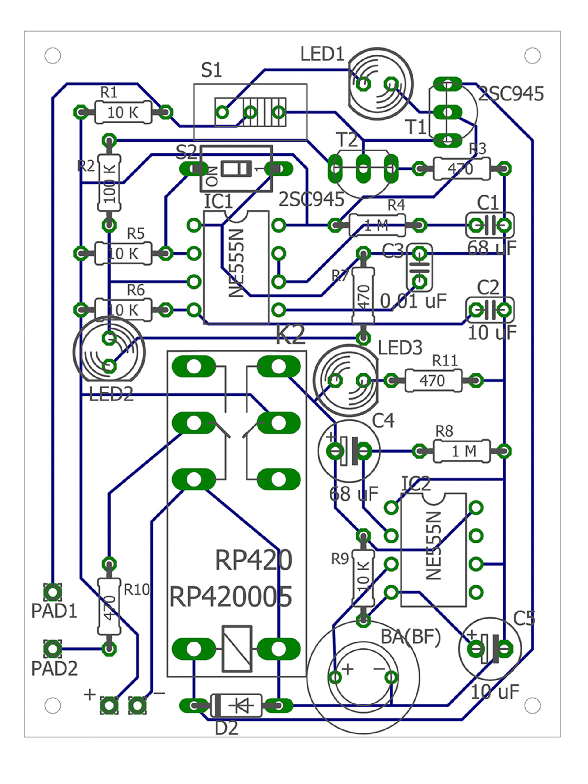 Zeichnung einer Leiterplatte zur Bestimmung des Verschmutzungsgrads nach IEC 60664-1. | © Electronic assembly as a drawing. 