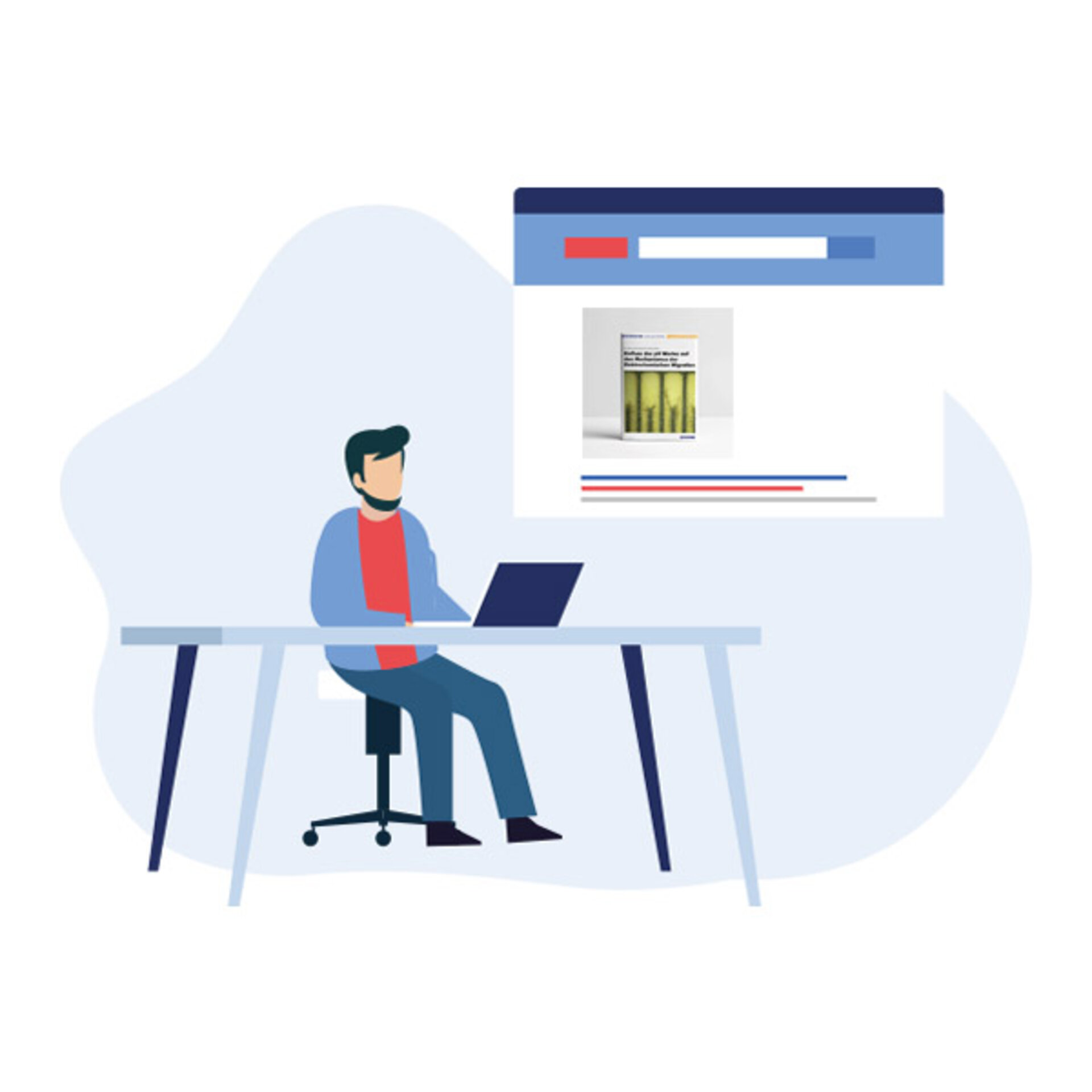 L'image montre un personnage assis à son bureau en train de consulter un Whitepaper. | © Zestron 