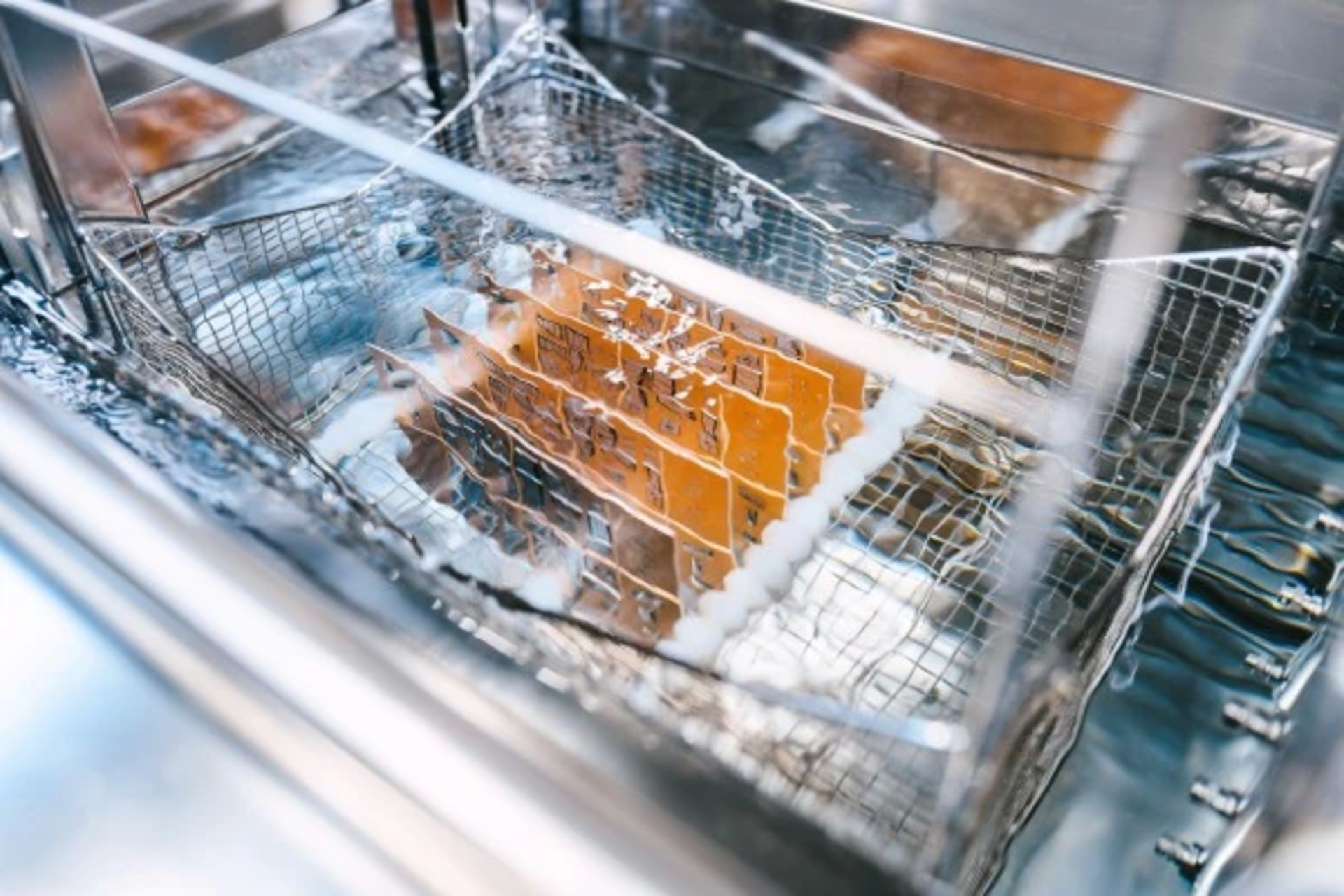 DCB基板の洗浄において、スプレー洗浄だけでなく、汎用的な超音波洗浄でも効果的に残渣を除去できる