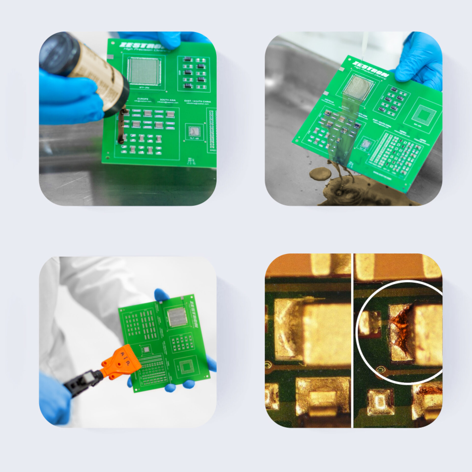 zestron resin test kit pouring on pcb