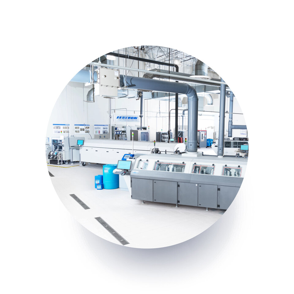 ZESTRON technical center located in manassas virginia showing inline and batch cleaning machines 