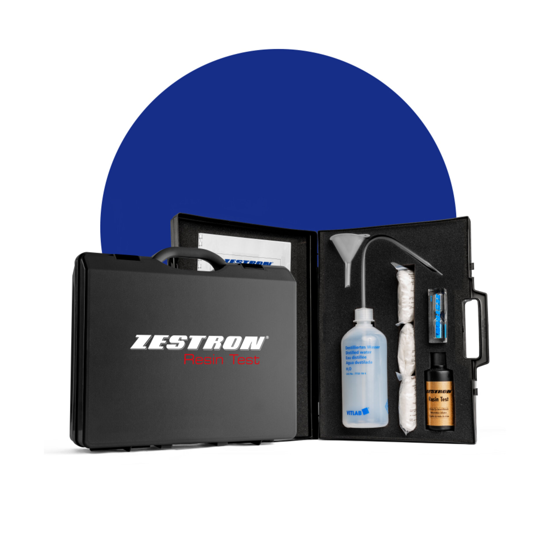 zestron resin test kit opened showing products 
