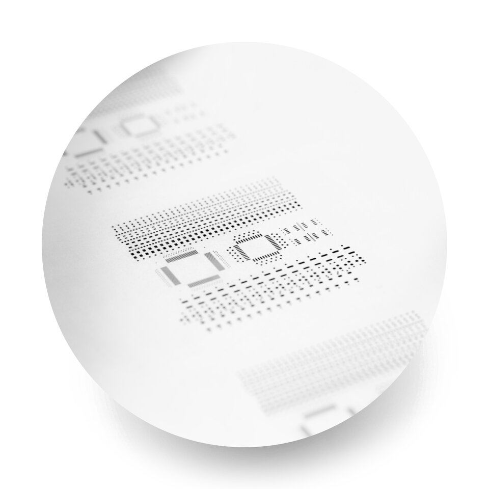 closeup stencil opening after cleaning 