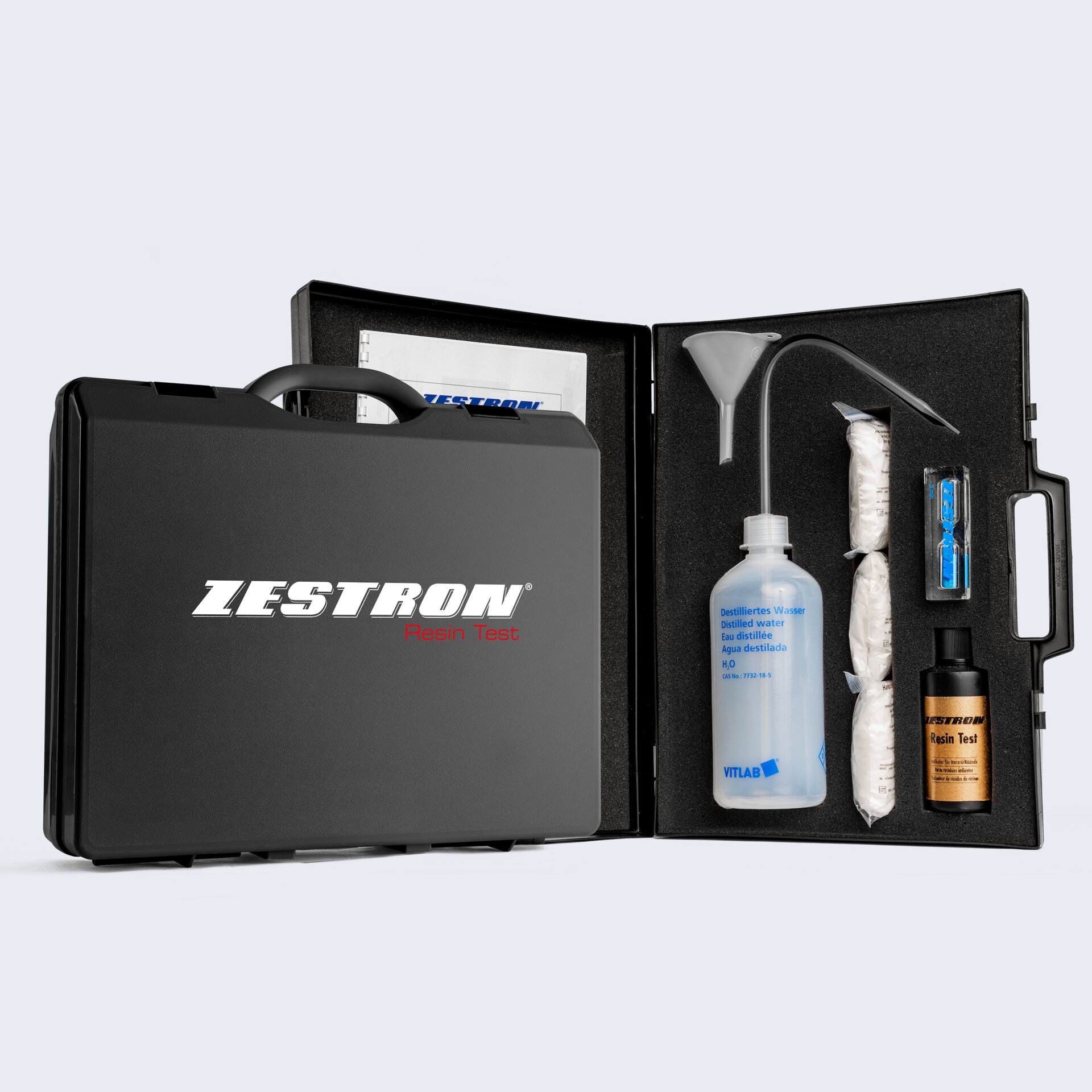 zestron resin test kit opened showing products 