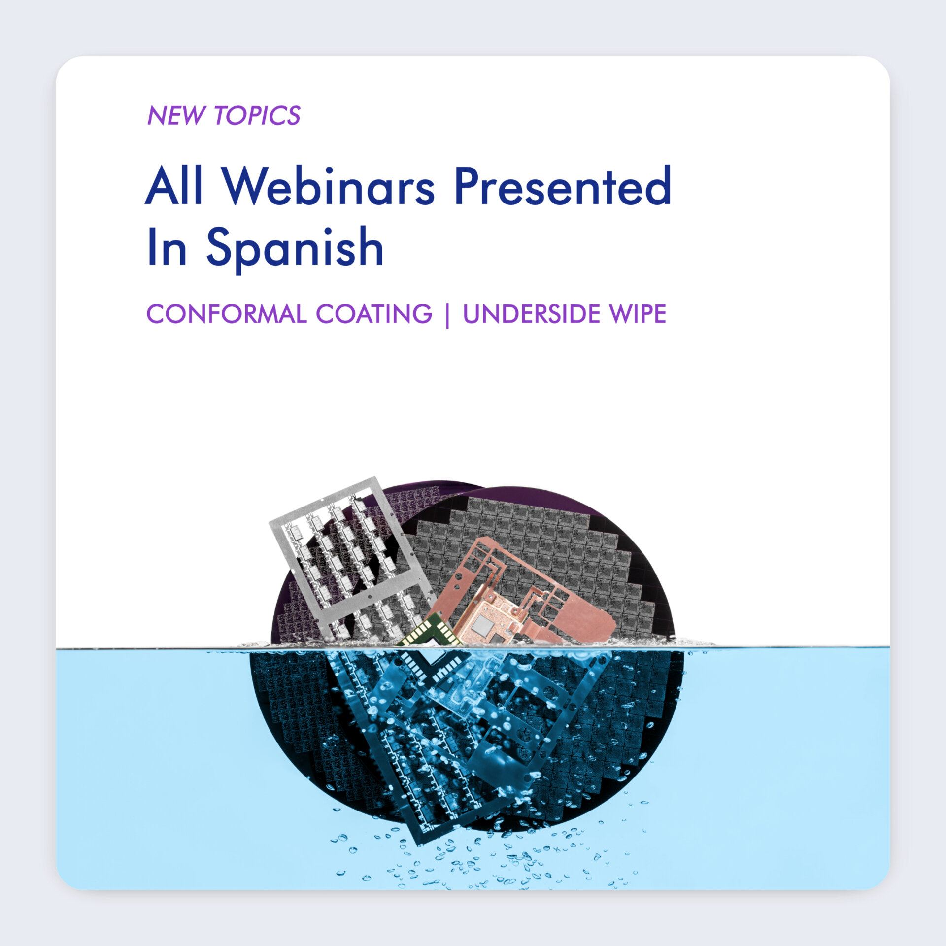 semiconductor wafer and flip chip inside of cleaning chemistry tank 