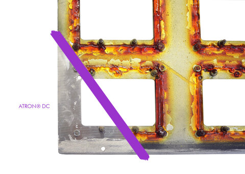 Cleaned part of a coating frame with ATRON® DC